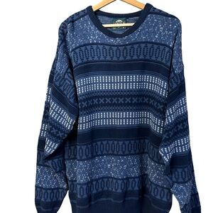 Vintage Jantzen Mens 3D Knit Sweater XL Geometric Cosby 90s USA Grandpa Biggie